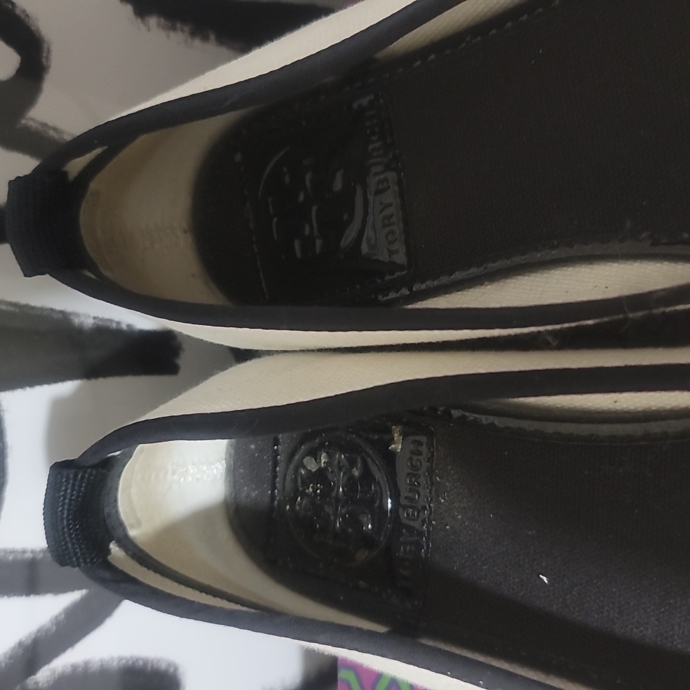 Tory Burch Slip Ons Black And White Shoes - Picture 3 of 8